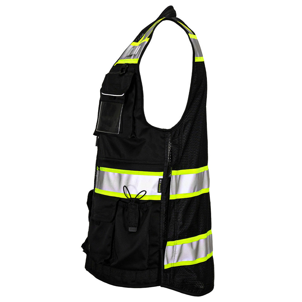 BLANK OV8783 Heavy-Duty Solid Front Black Safety Vest Featuring MUL System and ProPocket