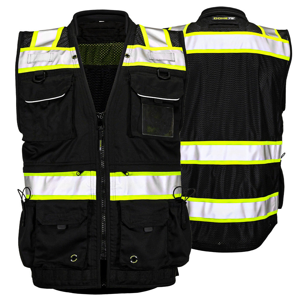 BLANK OV8783 Heavy-Duty Solid Front Black Safety Vest Featuring MUL System and ProPocket