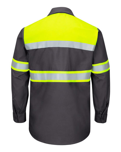 BLANK SY70 Men's Hi-Visibility Colorblock Ripstop Long Sleeve Work Shirt