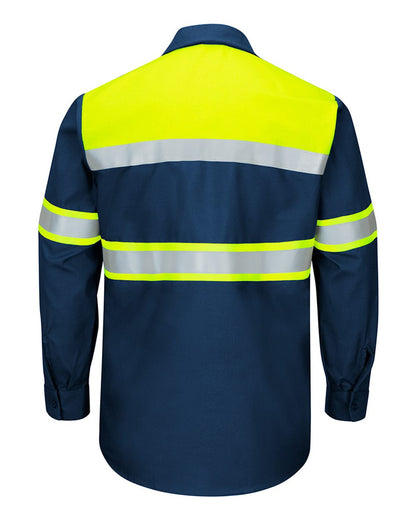 BLANK SY70 Men's Hi-Visibility Colorblock Ripstop Long Sleeve Work Shirt