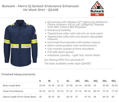 BLANK QS40E Men's iQ Series® Endurance Enhanced-Vis Work Shirt