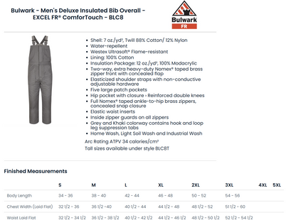 BLANK BLC8 Men's Deluxe Insulated Bib Overall - EXCEL FR® ComforTouch