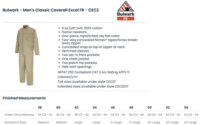 BLANK CEC2 Men's Classic Coverall Excel FR