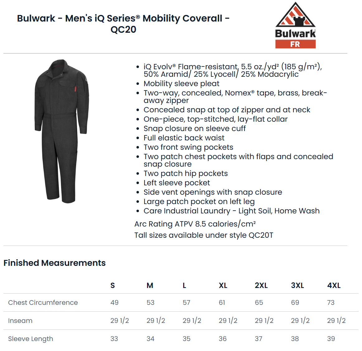 BLANK QC20 Men's iQ Series® Mobility Coverall