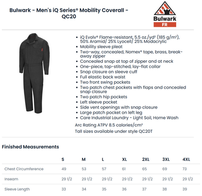 BLANK QC20 Men's iQ Series® Mobility Coverall